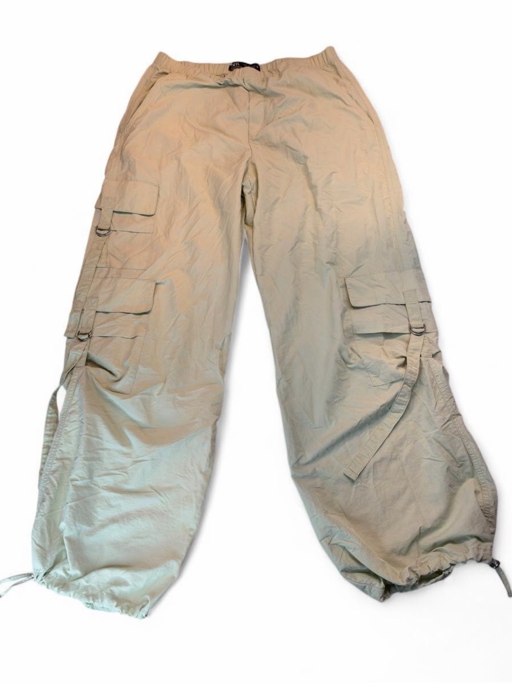 Women’s Cargo Drawstring Pants in Light Khaki